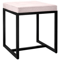 SITZWÜRFEL eckig 40/40/48 cm Samt creme - Creme/Schwarz, Textil/Metall (40/48/40cm) - CLP