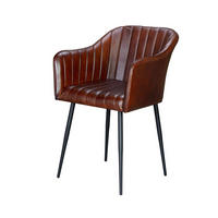 STUHL aus Leder und Metall - Braun, Fell (56/82/55cm) - Giner y Colomer