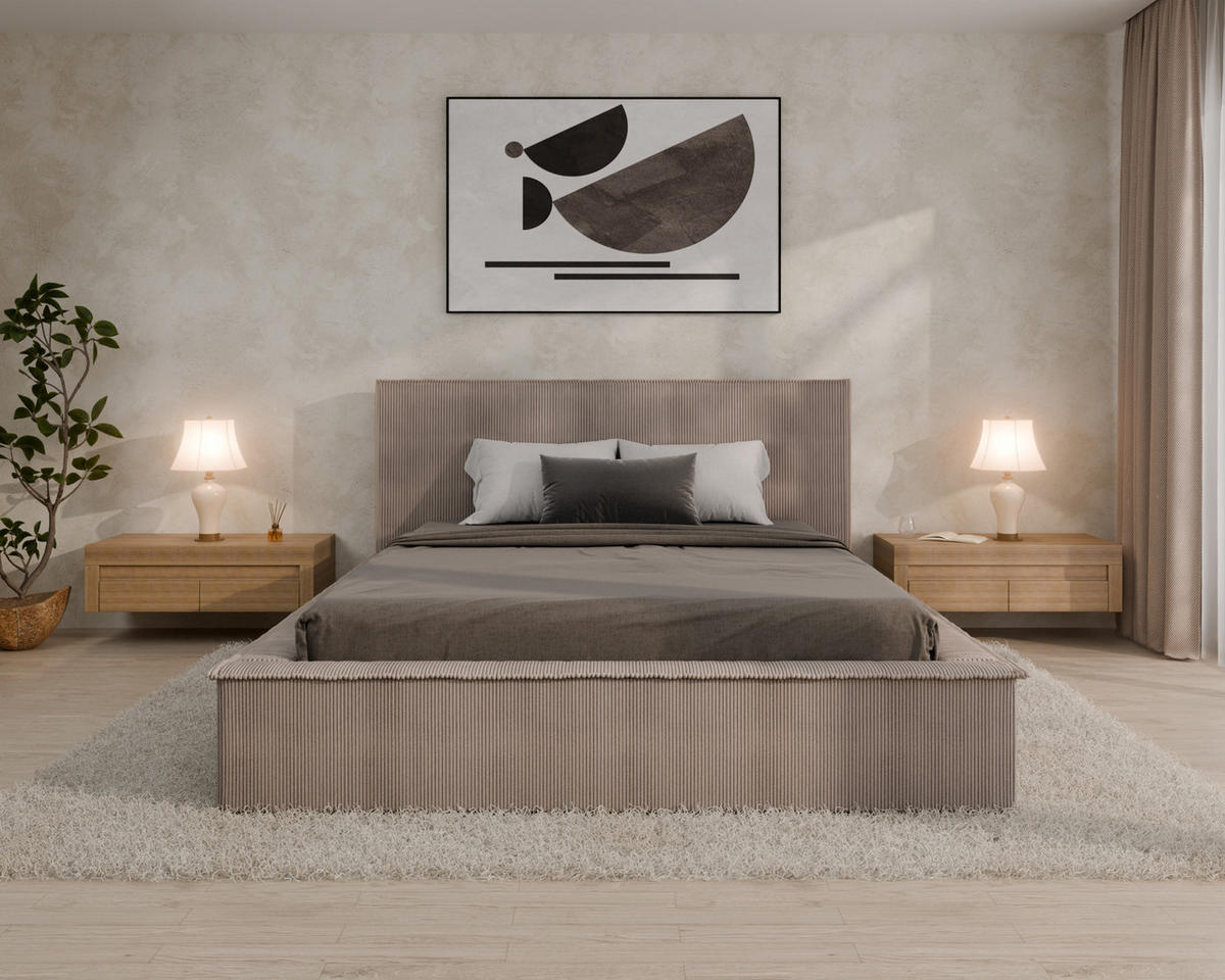 POLSTERBETT SANA 160x200cm Elegantes Polsterbett für modernen Wohnstil , ohne matratze, cappuccino - Cappuccino, Holz (160/200cm) - Homesy
