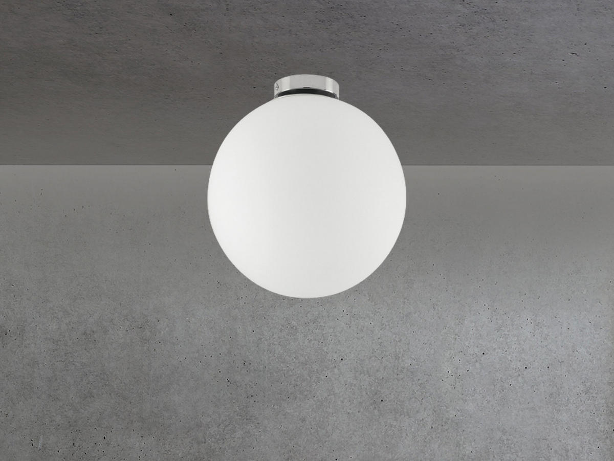 LED-DECKENLEUCHTE Glaskugel Lampenschirm, Ø15cm - Silberfarben/Weiß, Glas/Metall (15/15/17cm) - meineWunschleuchte