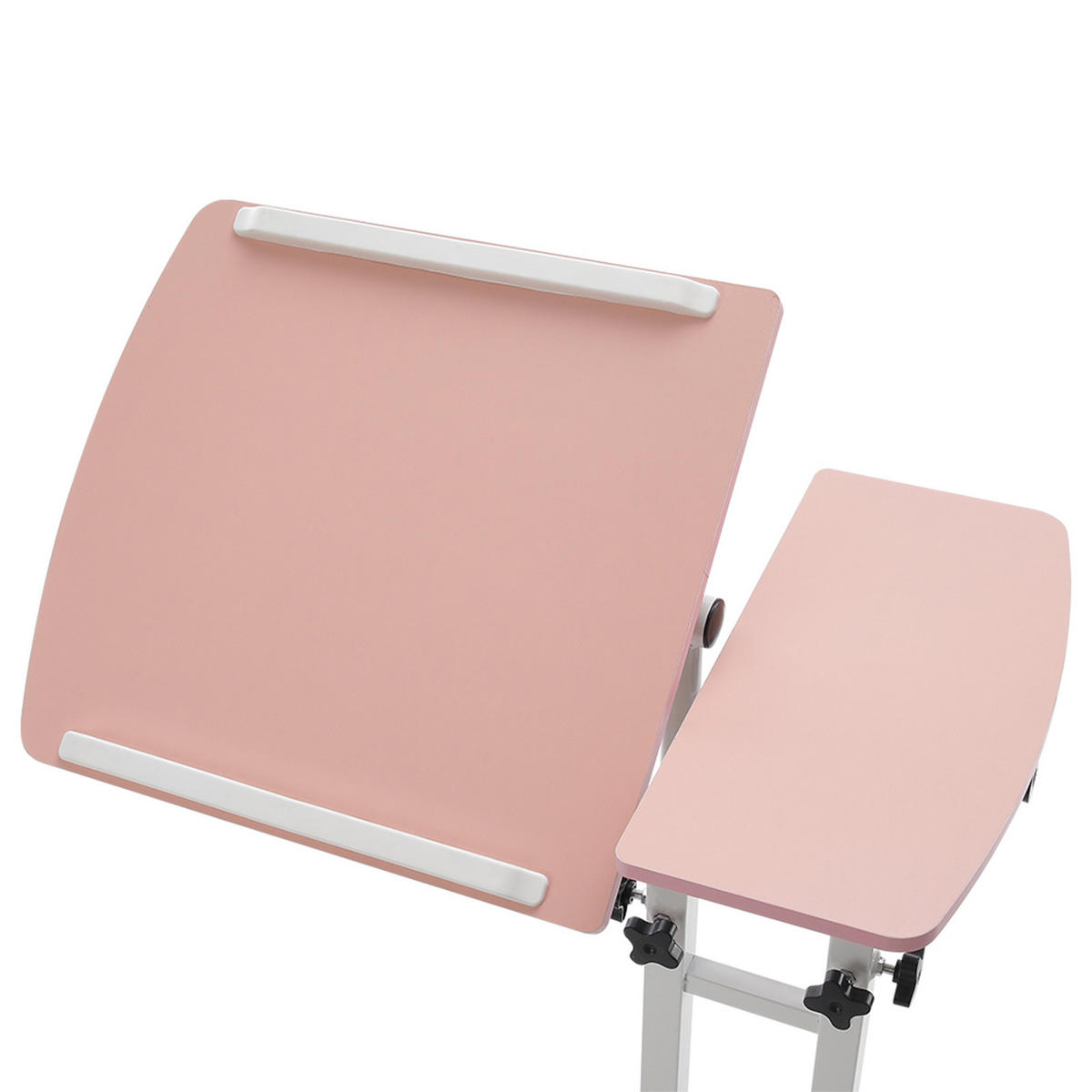 LAPTOPTISCH mit Rollen in Rosa Höhen- und Winkelverstellbarer mobiler - Pink, Metall (40/44/89cm) - Livingandhome