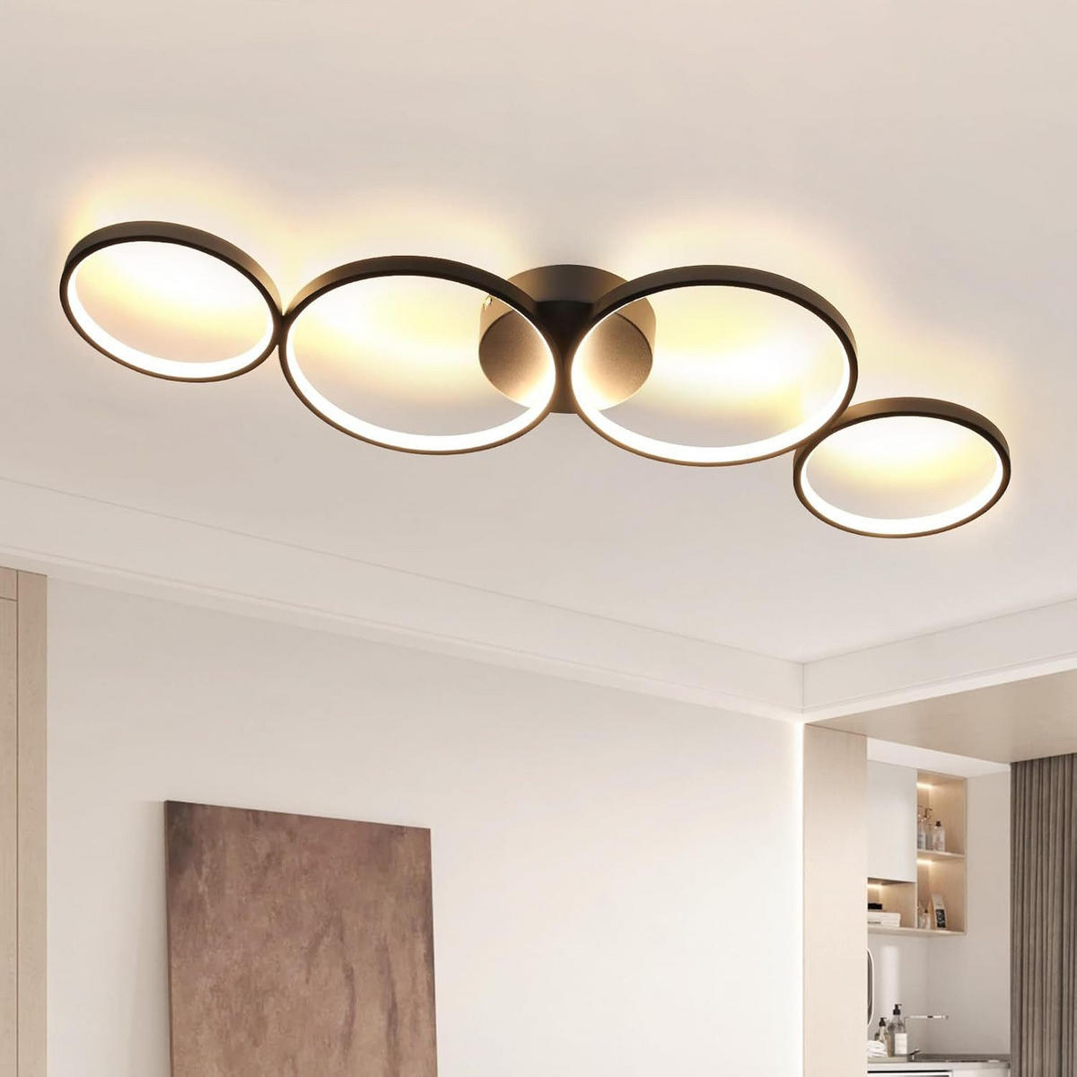 LED-DECKENLEUCHTE Prometheus 51.5/31/6cm - Schwarz, Metall (51.5/31/6cm) - ZMH
