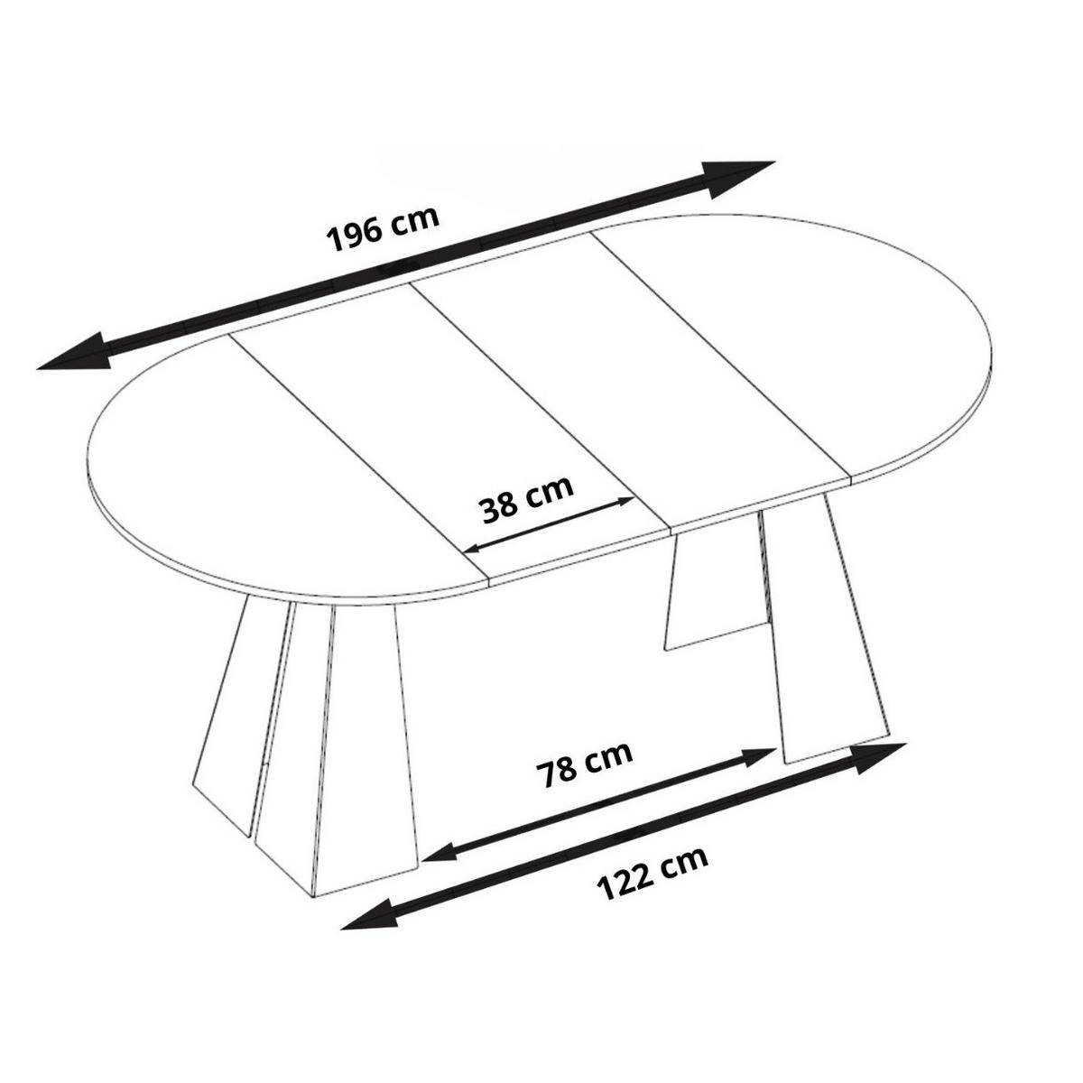 ESSTISCH Fuelo, Runder Tisch mit Ausziehfunktion, 120-200x100 cm, Schwarz+eiche Craft - Eichefarben/Schwarz, Metall (120/120/76cm) - Beautysofa