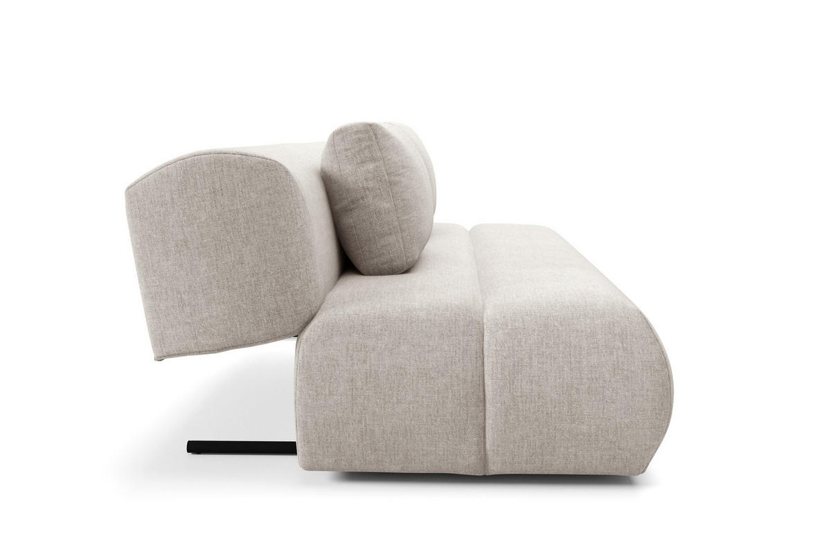 BETTSOFA ATOMO Beige Chenille-Stoff mit Schlaffunktion - Beige, Holz (217/82/134cm) - MASSENO