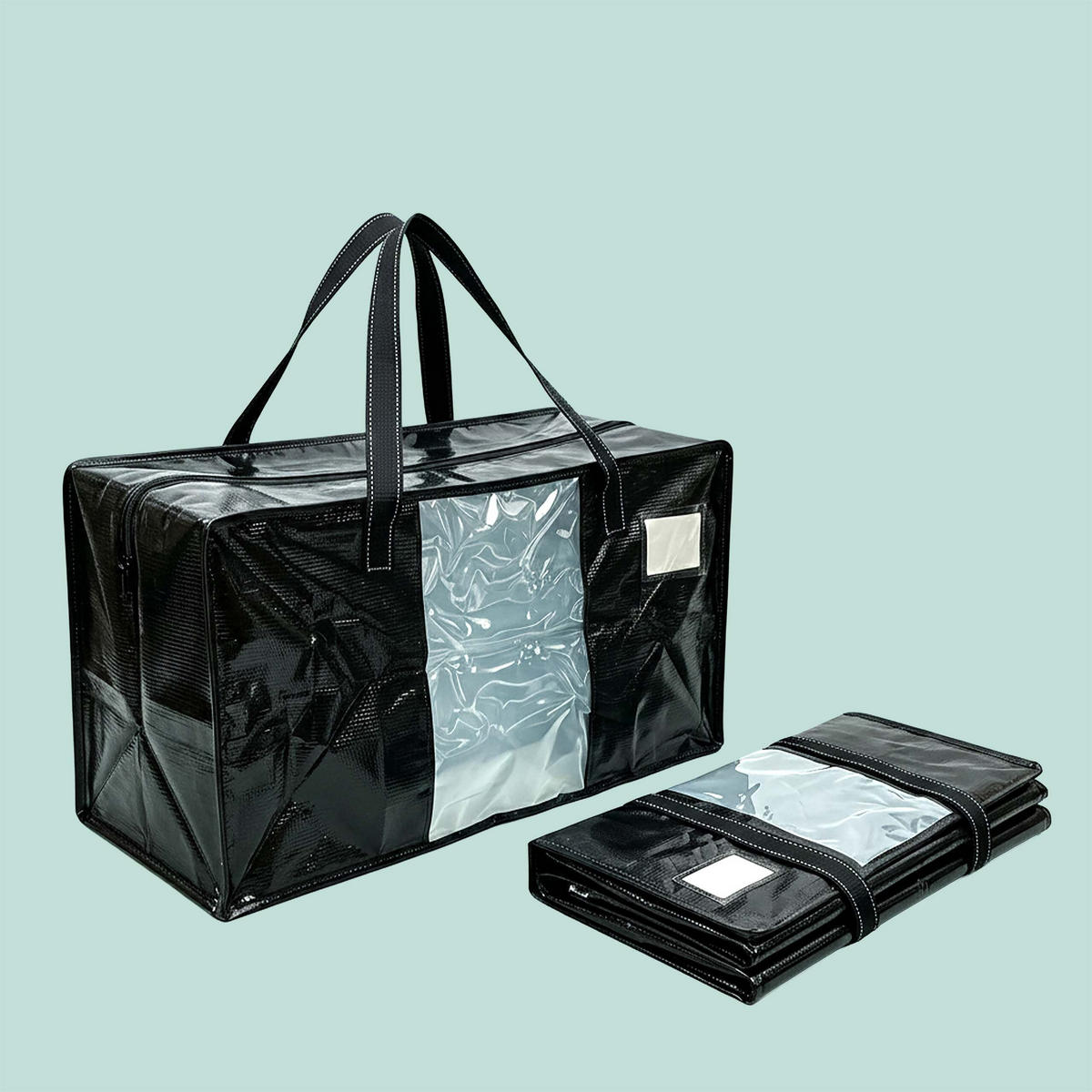 UMZUGSTASCHE Schwarz 4er-Set 100 l - Schwarz, Kunststoff - Relaxdays