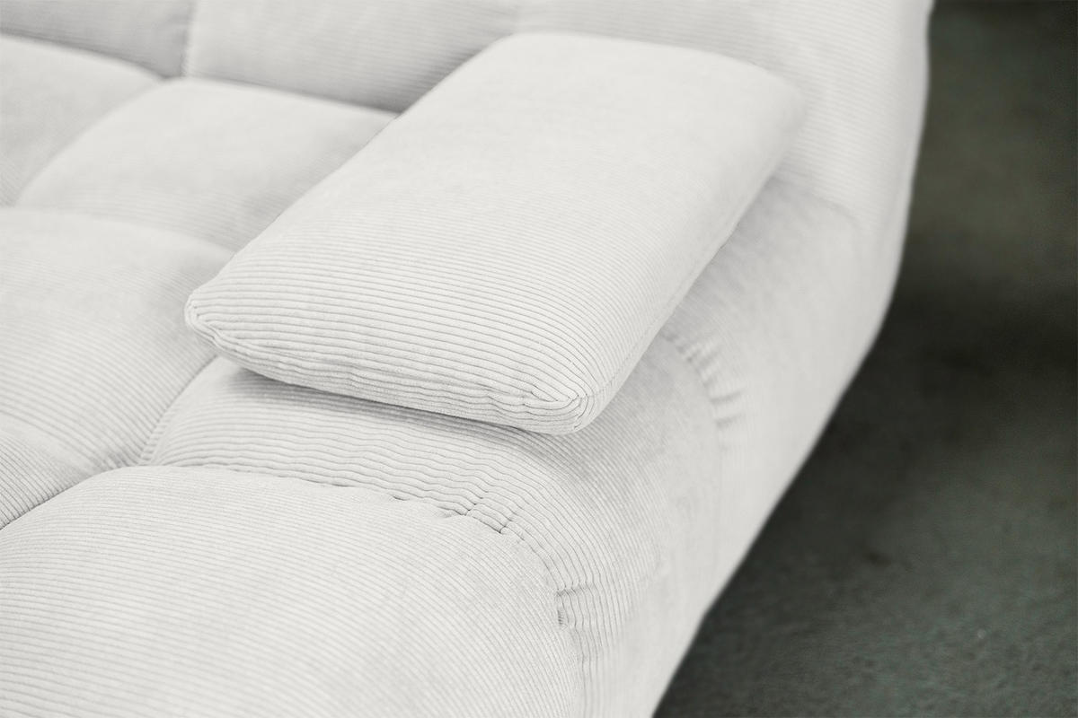 BIG SOFA VIVIEN Weiß Cord - Schwarz/Weiß, Kunststoff/Textil (296/85/178cm) - KAWOLA