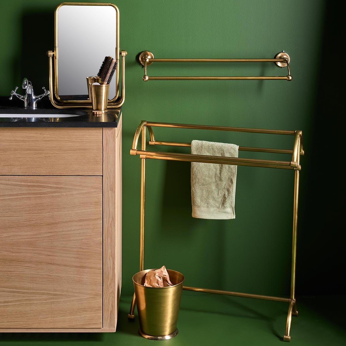 HANDTUCHHALTER Wandmontage Messing 2 Stangen - 66/17/11 cm - Goldfarben, Metall (17/11/66cm) - Signature