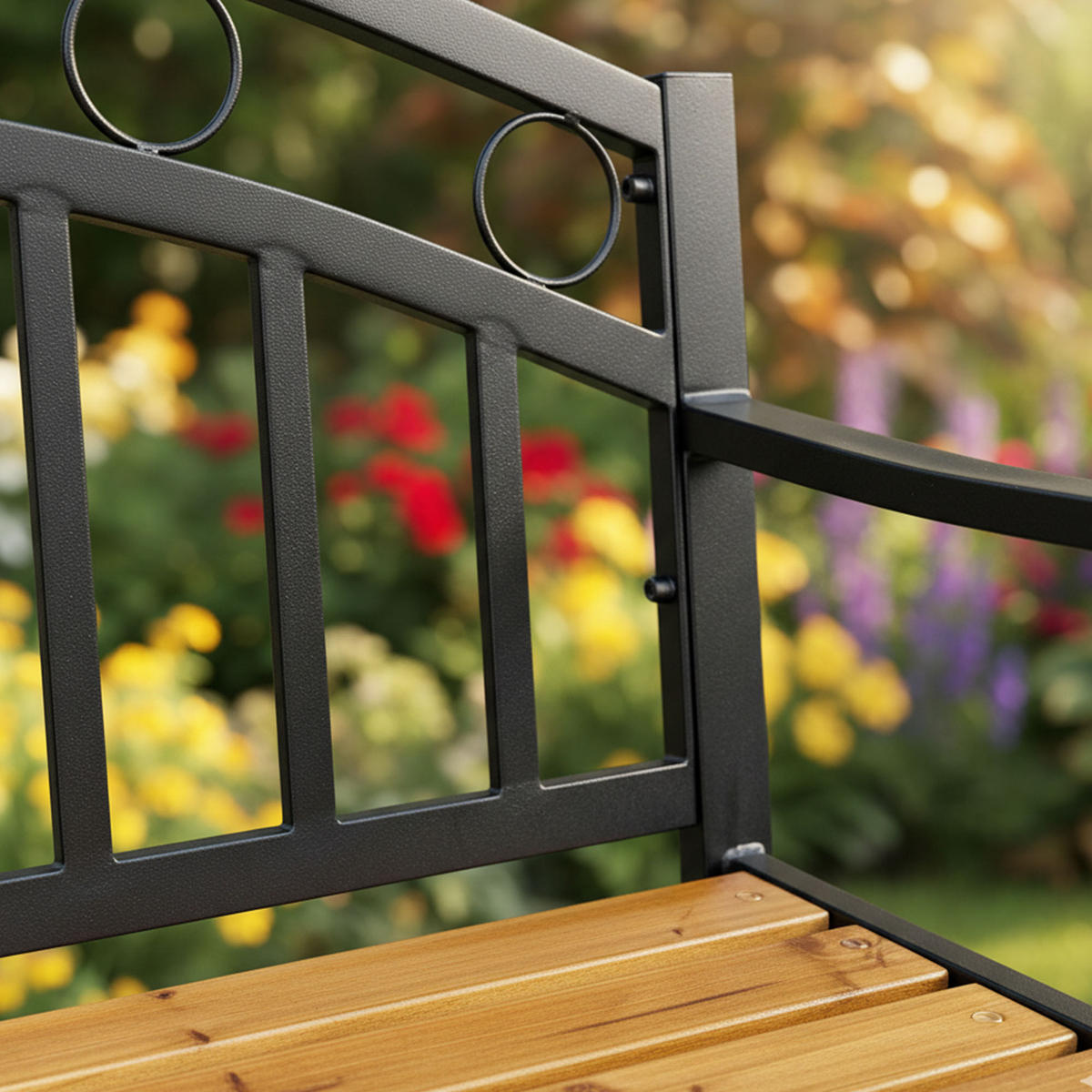 GARTENBANK ARUM Schwarz, Braun 127 x 84 x 58 cm - Schwarz/Braun, Holz/Metall (127/84/58cm) - Akord