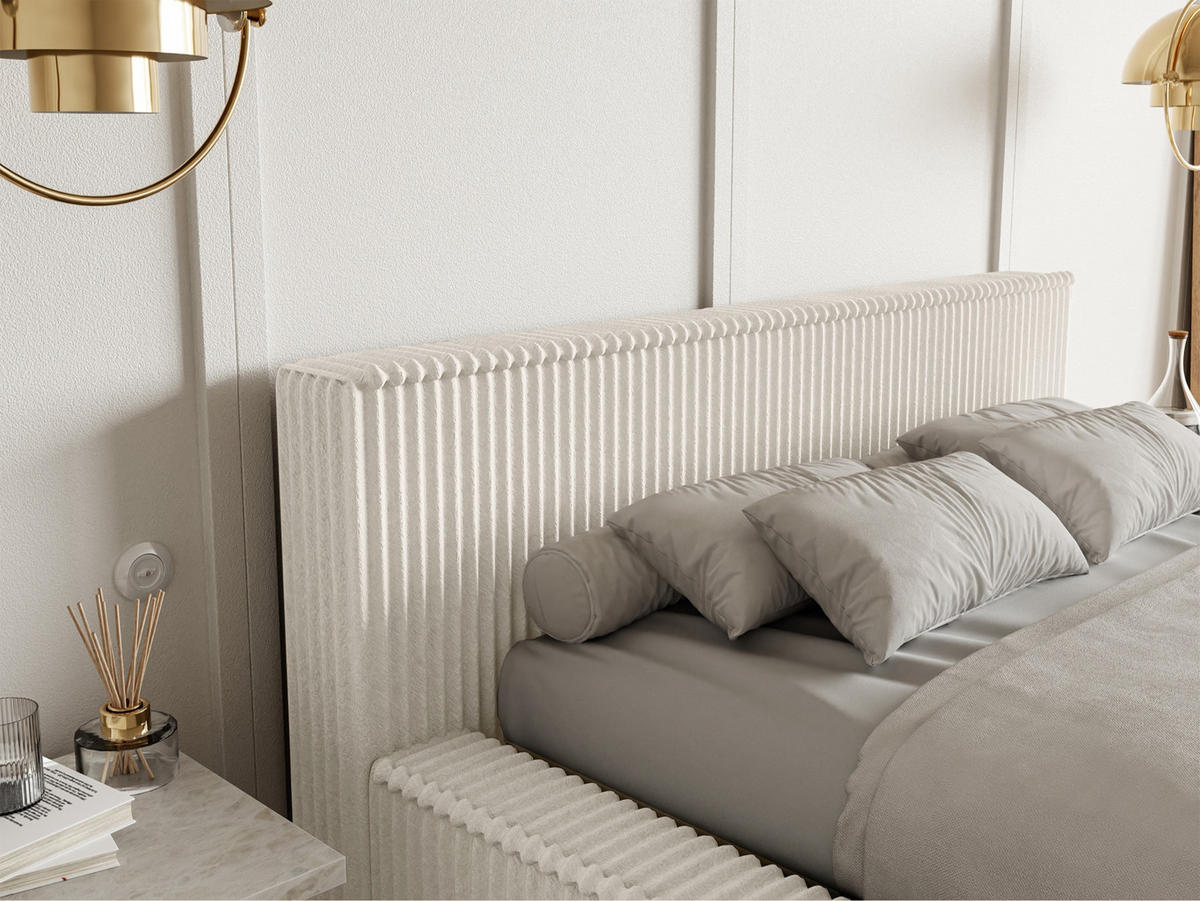 POLSTERBETT AFFOLIO Creme 180x200 cm - Creme/Schwarz, Kunststoff/Textil (180/200cm) - Selsey