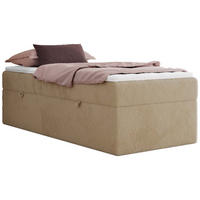 BOXBETT ZERO 90/200 - Beige Plüsch - H4 - Topper Visco - Beige, Textil (90/200cm) - MKS