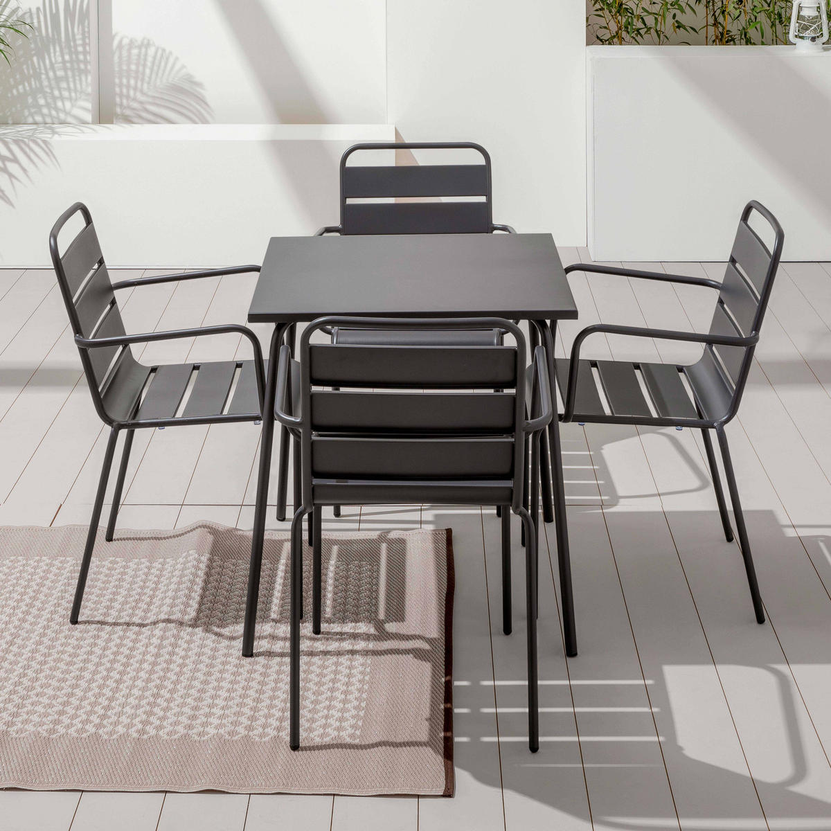 GARTENSET 5-tlg., Grau - Grau, Metall - Oviala