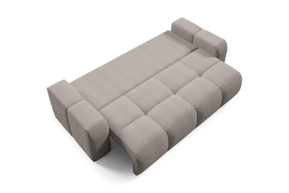 BETTSOFA DUCA Grau Jersey- Stoff mit Schlaffunktion - Grau, Holz (259/90/99cm) - MASSENO