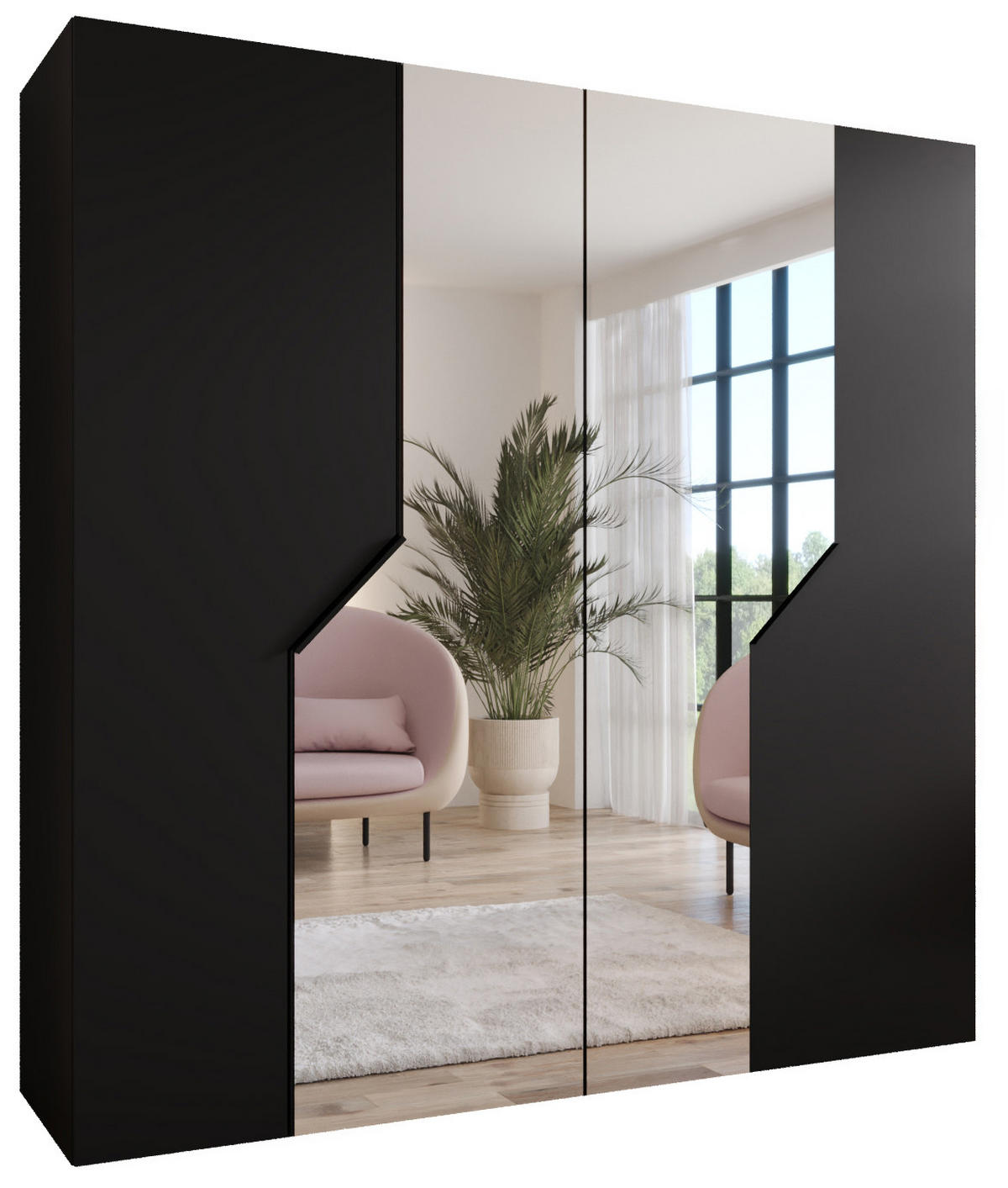 DREHTÜRENSCHRANK 202/200/52 4-türig - Schwarz, Holz/Metall (200/202/52cm) - Abiks Möbel