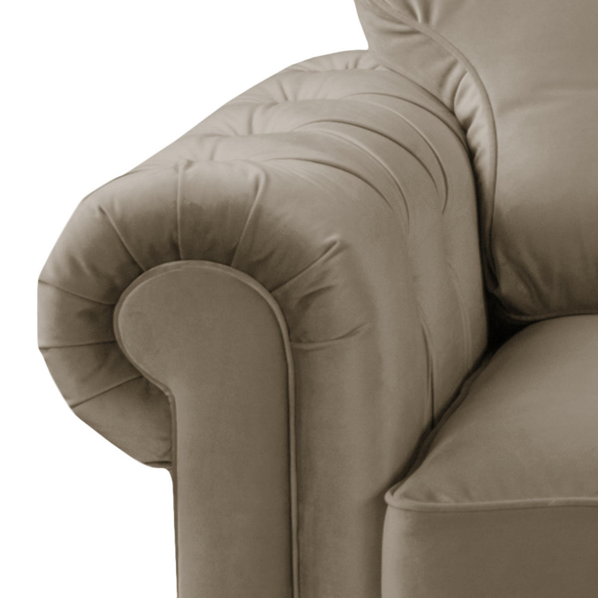 ECKSOFA mit Longchair - Samt - Cappuccino, Holz/Textil (302/166cm) - home24