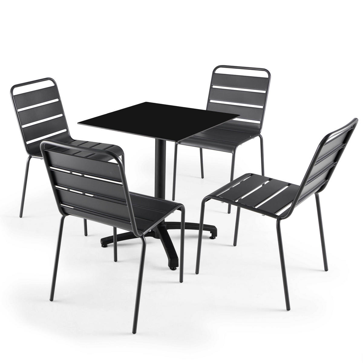 TERRASSENTISCH, schwarz - Schwarz, Holzwerkstoff (70/70/72cm) - Oviala