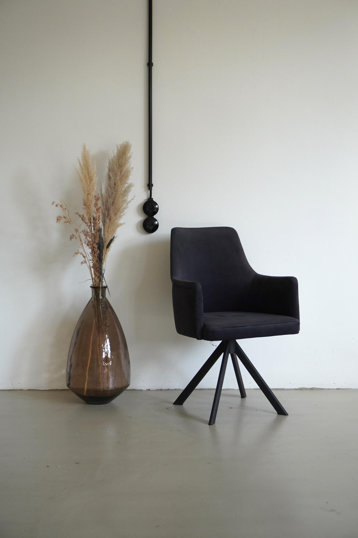 ARMLEHNENSTUHL Sello anthrazit mit S-Fuß drehbar - Anthrazit/Schwarz, Textil/Metall (55/90/58cm) - INKA furniture