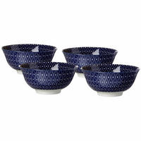 MÜSLISCHALEN Royal Reiko weiß-blau ø 15,5 cm 4er Set - Blau/Weiß, Keramik (15.5cm) - Ritzenhoff Breker