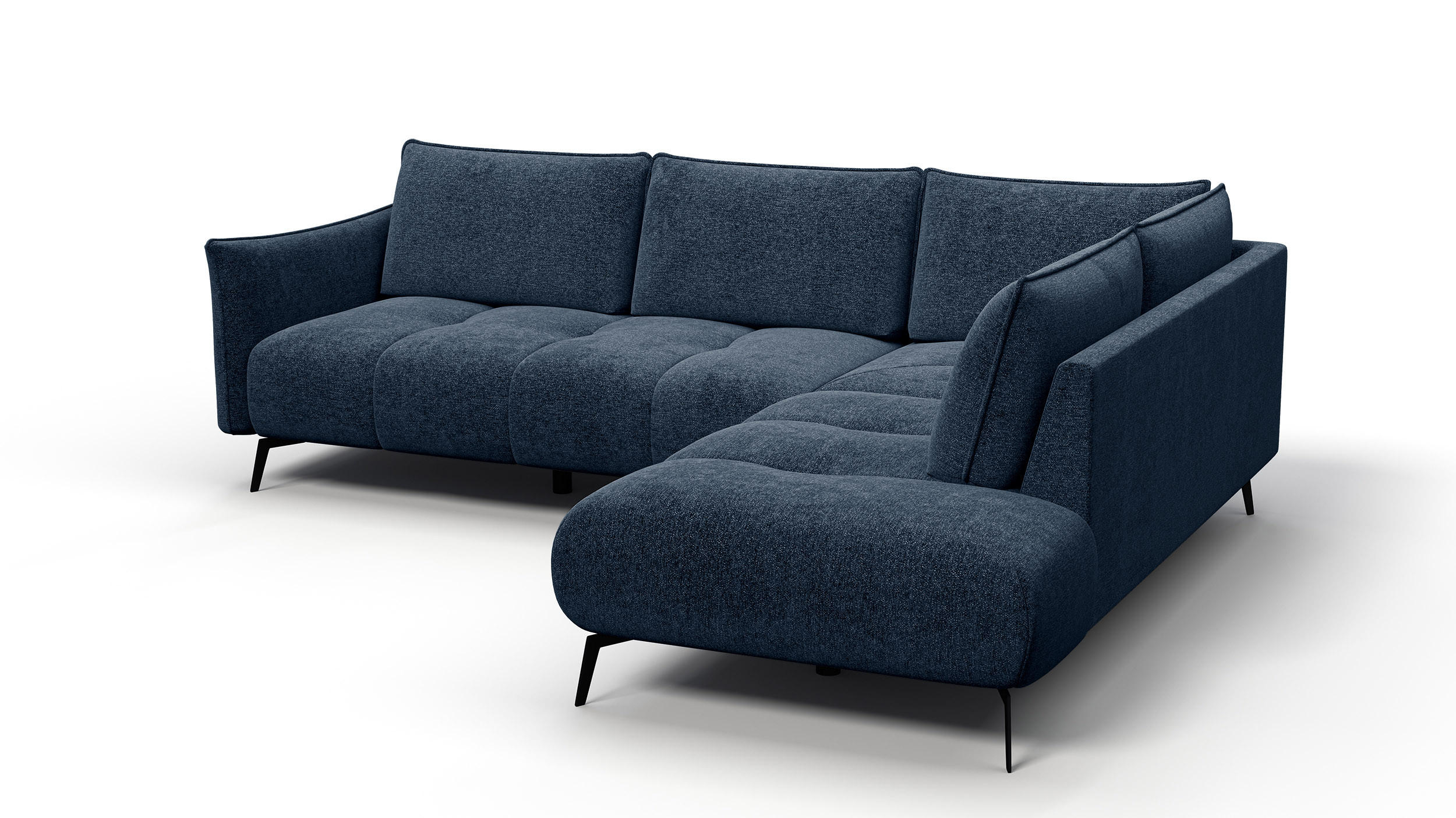 ECKSOFA AERA 5-Sitzer rechts, dunkelblau - Schwarz/Dunkelblau, Holz/Textil (268/206cm) - Wozimo