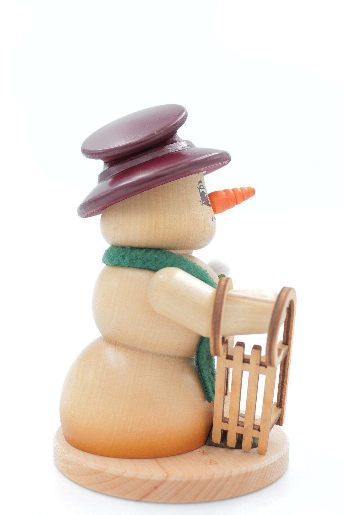 RAUCHFIGUR Schneemann Natur Schlittenfahrer 19 cm - Multicolor, Holz (15/19/0.1cm)