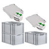 EUROBOX 3x Nextgen Economy Mit Scharnierdeckel Grau/GrünGriffe Offen 65 Liter - Grün, Kunststoff (40/32/60cm) - PROREGAL