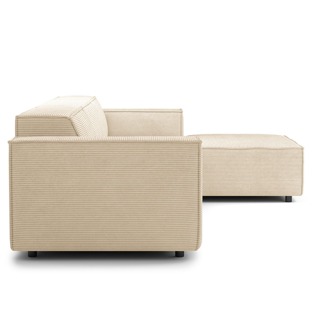 ECKSOFA mit Longchair - Beige/Schwarz, Kunststoff/Textil (294/177cm) - home24