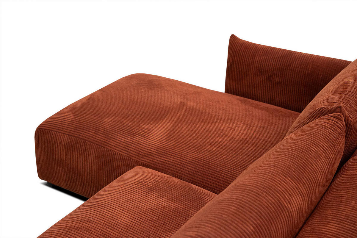 ECKSOFA TAUER 5-Sitzer, orange - Schwarz/Orange, Holzwerkstoff/Kunststoff (173/294cm) - Courtois Laville