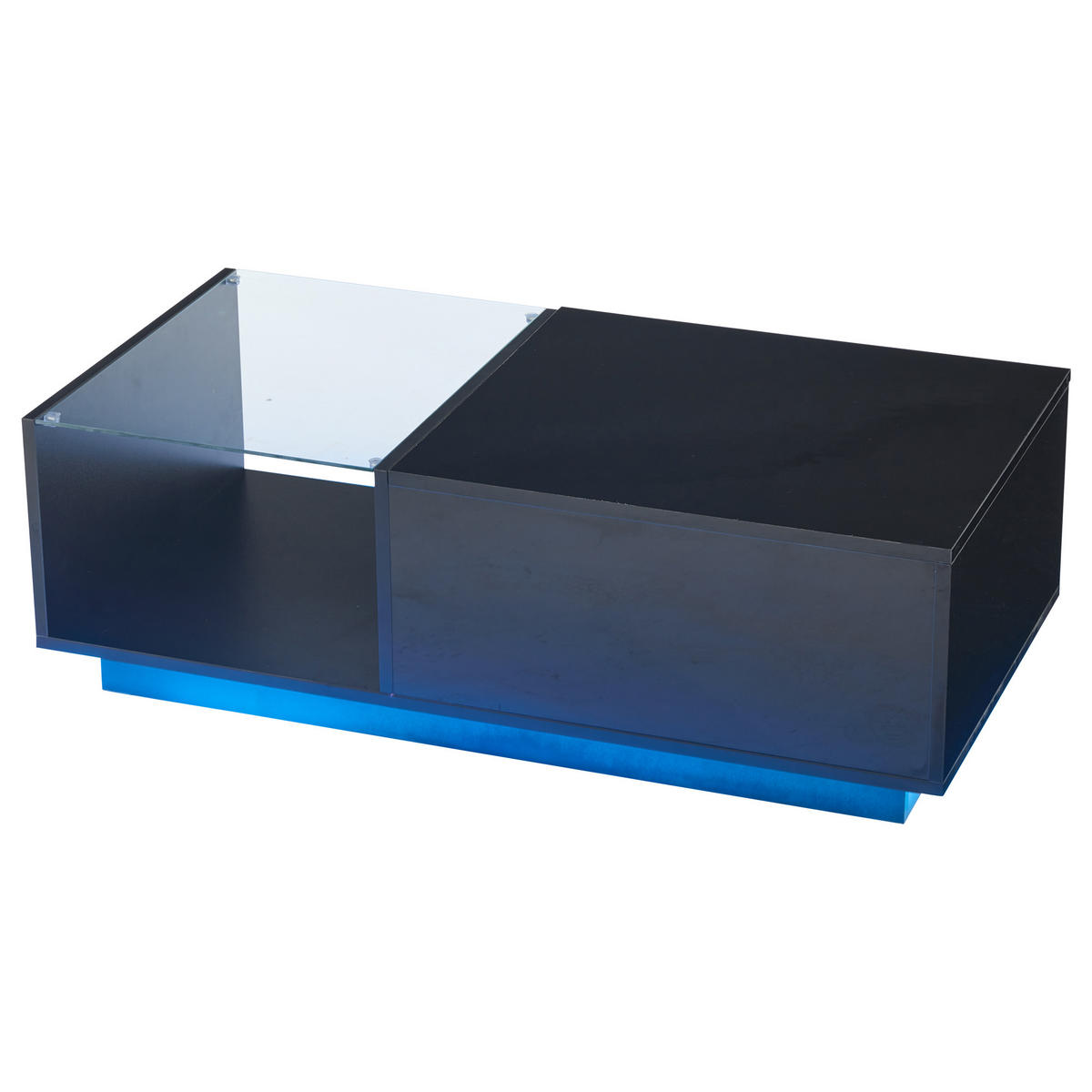 COUCHTISCH, Hochglanz-Spanplatte, höhenverstellbare Klappe mit LED-App-Steuerung, 100/50/33 cm, Schwarz - Schwarz, Holzwerkstoff (100/50/33cm) - Redom