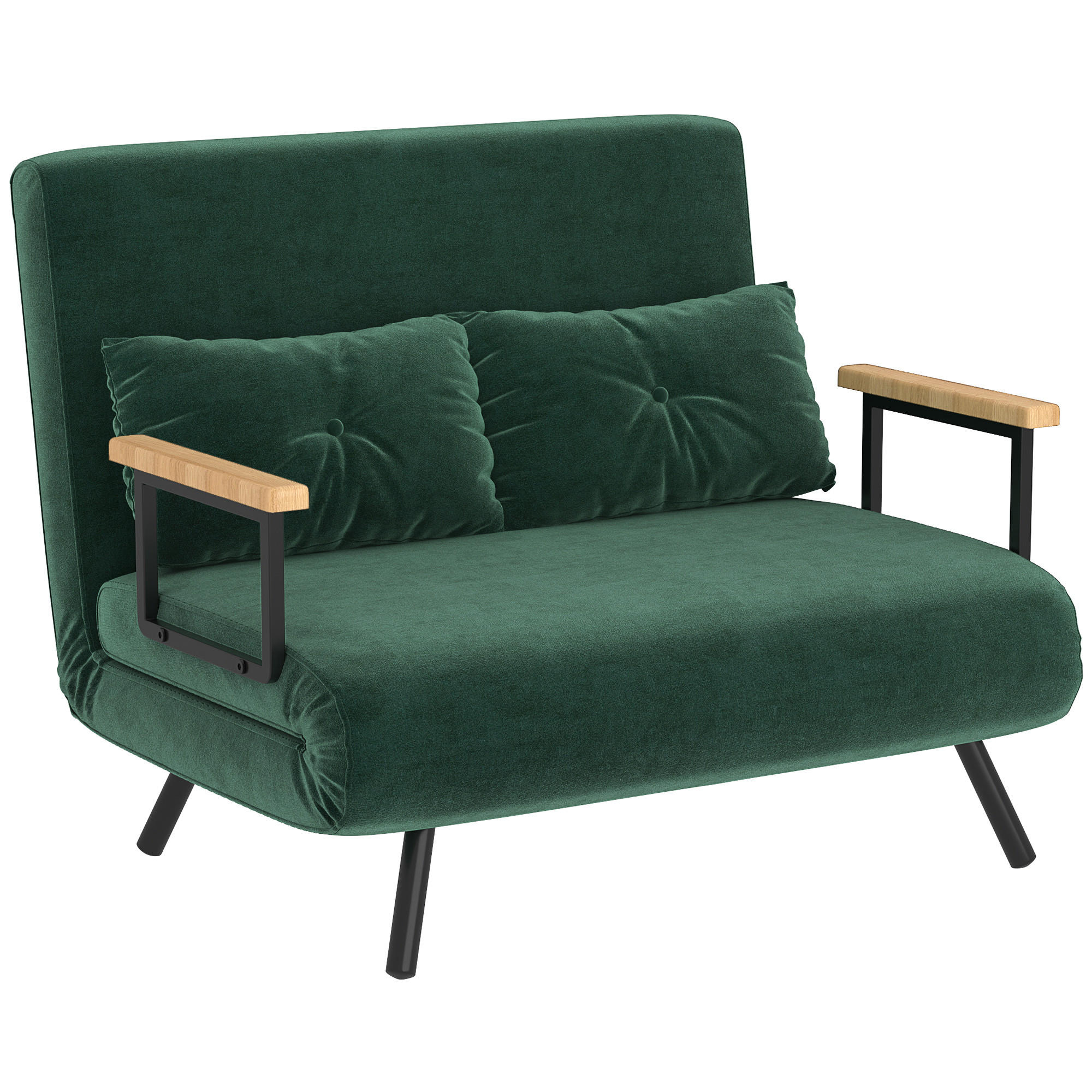 SCHLAFSOFA 2er-Sitz DE-14617 mit 5-fach verstellbarer Rückenlehne Grün - Grün, Textil (102/81/73cm) - ComfortXL
