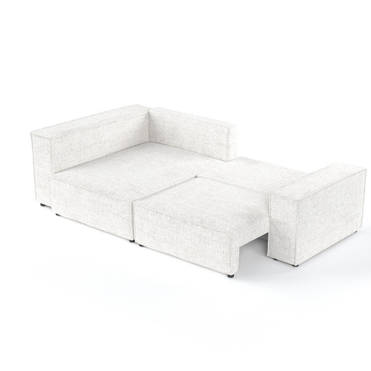 ECKSOFA AVION mit Schlaffunktion Creme im Neve Stoff - Creme/Schwarz, Holz/Holzwerkstoff (253/148cm) - AltaBeds