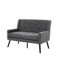 SITZBANK 2-Sitzer mit Knopfpolsterung und Massivholzbeinen, DE-42380, Dunkelgrau - Dunkelgrau, Holzwerkstoff (75/88/120cm) - ComfortXL