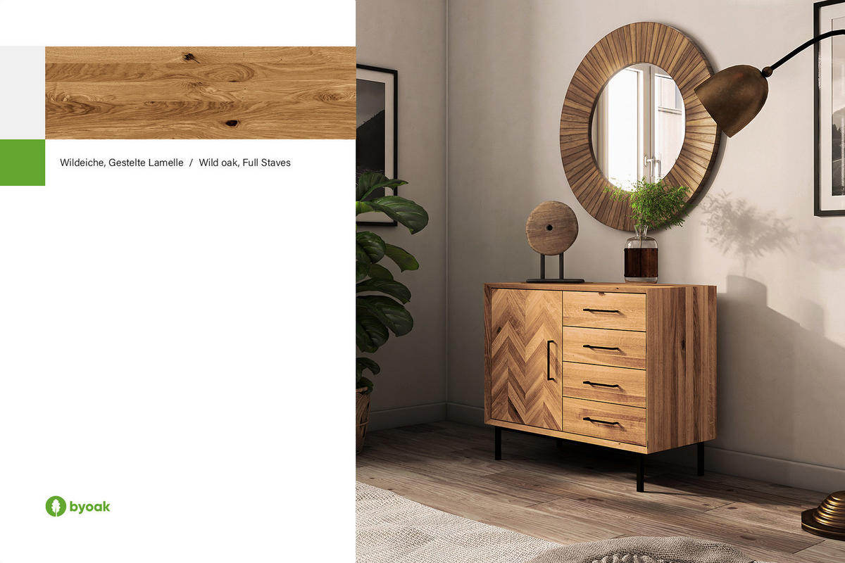 KOMMODE LEON Wildeiche - Wildeiche, Holz (97/80/45cm) - byoak