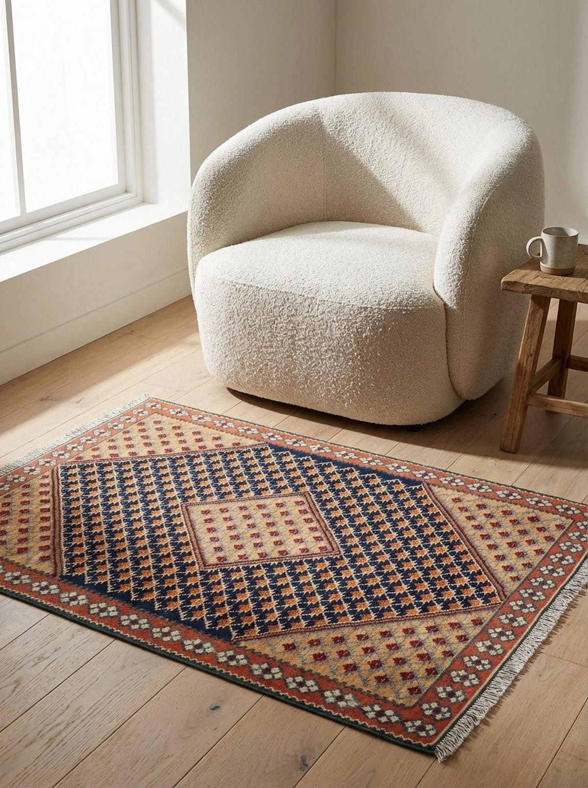 HANDWEBTEPPICH Kelim Senneh Blau 150/106 cm Schurwolle - Blau, Textil (106/150cm) - Looma