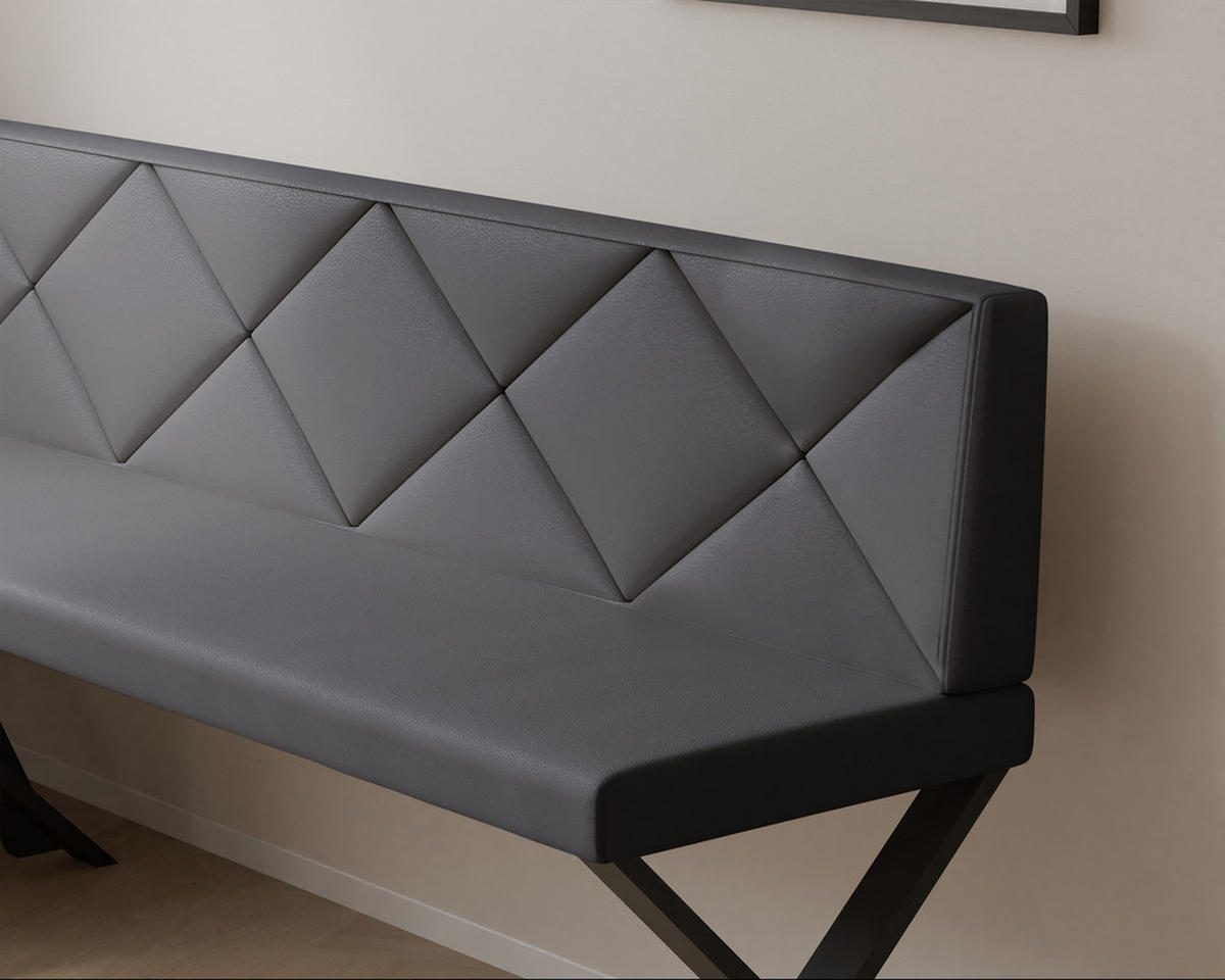 ECKBANK links VERO X Kunstleder gesteppt, 128/168 cm Dunkelgrau - Dunkelgrau, Kunststoff/Textil (128/168cm) - Idohome