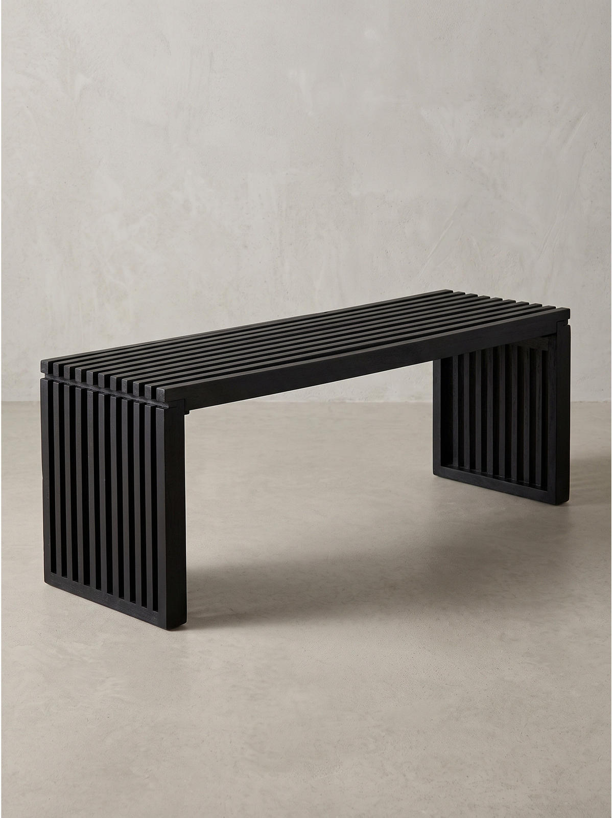 SITZBANK PALLANZA, Akazie Massivholz, Schwarz, 120 x 35 x 45 cm - Schwarz, Holz (120/45/35cm) - KADIMA DESIGN
