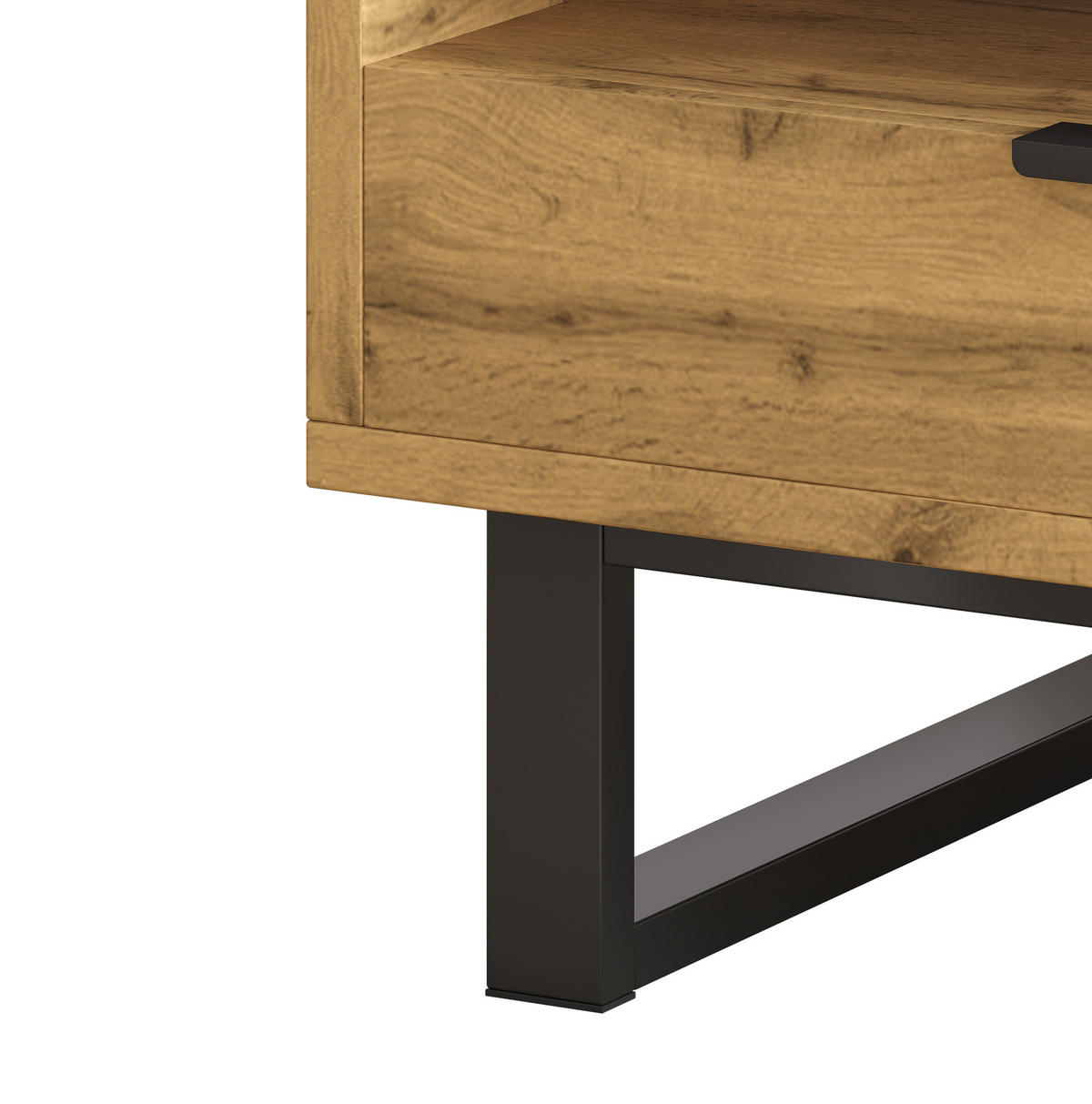 COUCHTISCH aus Spanplatte 100x50x40 cm Holz/Schwarz mit 3 offenen Fächern und Schublade - Naturfarben, Holzwerkstoff (100/50/40cm) - IVMEU