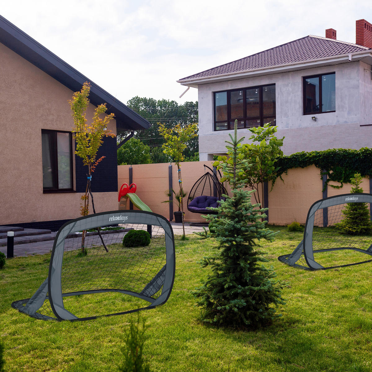 2XPOP-UP-TORE - Grau, Kunststoff/Textil (121/80cm) - Relaxdays