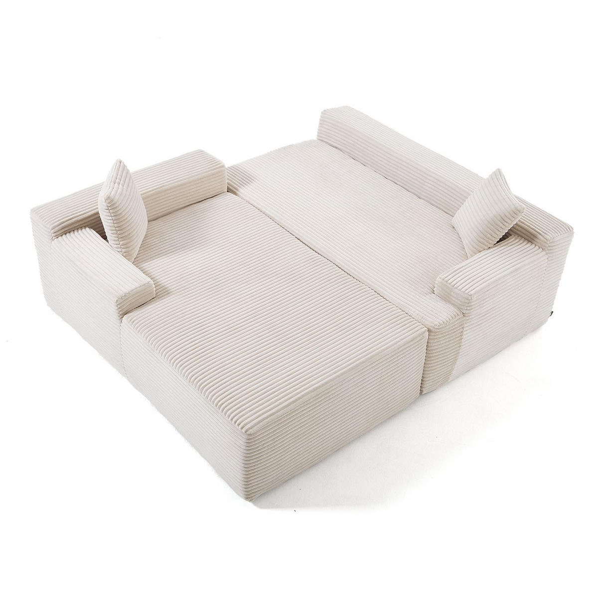 SOFA Coredo beige Cord - Beige, Textil (155/250cm) - Juskys