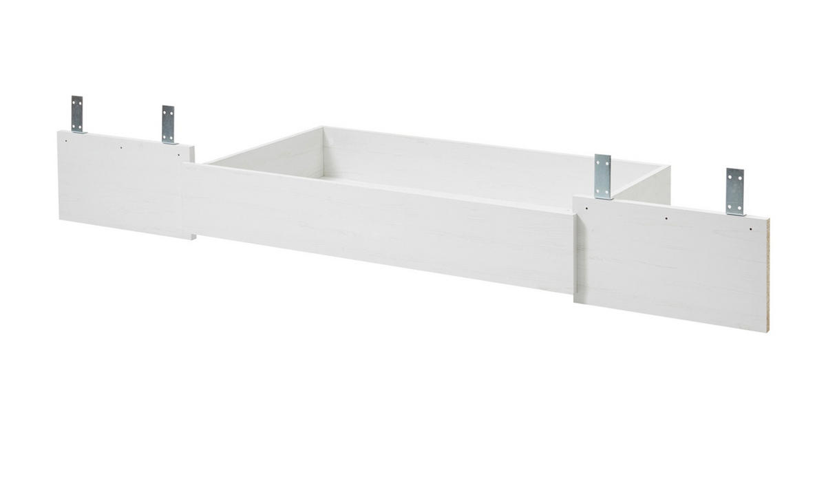 BETT Pinie weiß, Oslo Pinie Landhaus, Einzelbett, Liegefläche 100 x 200 cm - Weiß/Pinienfarben, Holzwerkstoff (100/200cm) - Furn.Design