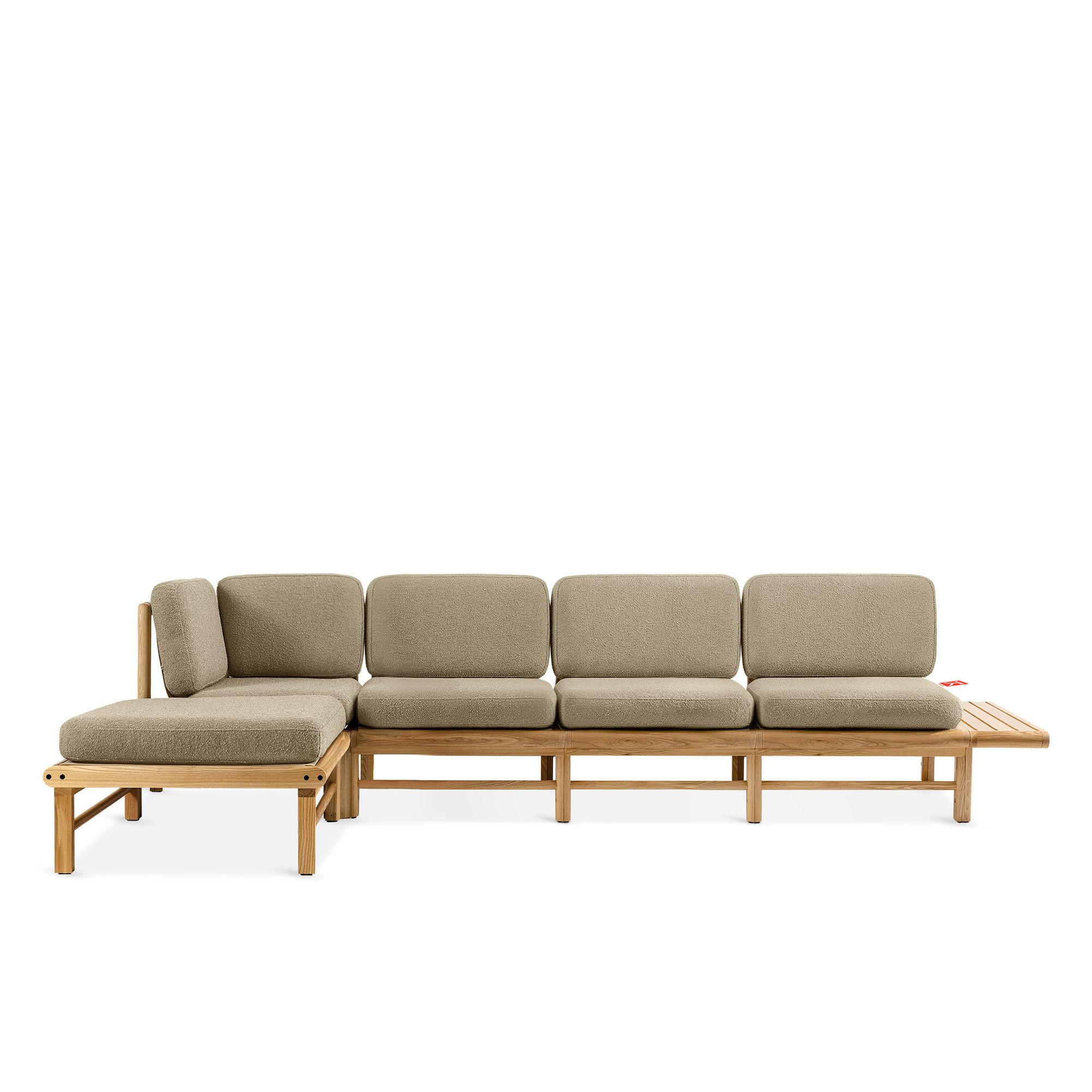 LOUNGESOFA ATREDA links - Beige, Holz/Textil (315/80/150cm) - KONSIMO®