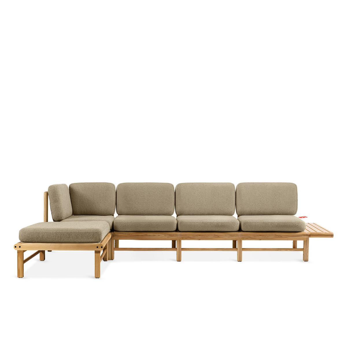 LOUNGESOFA ATREDA links - Beige, Holz/Textil (315/80/150cm) - KONSIMO®