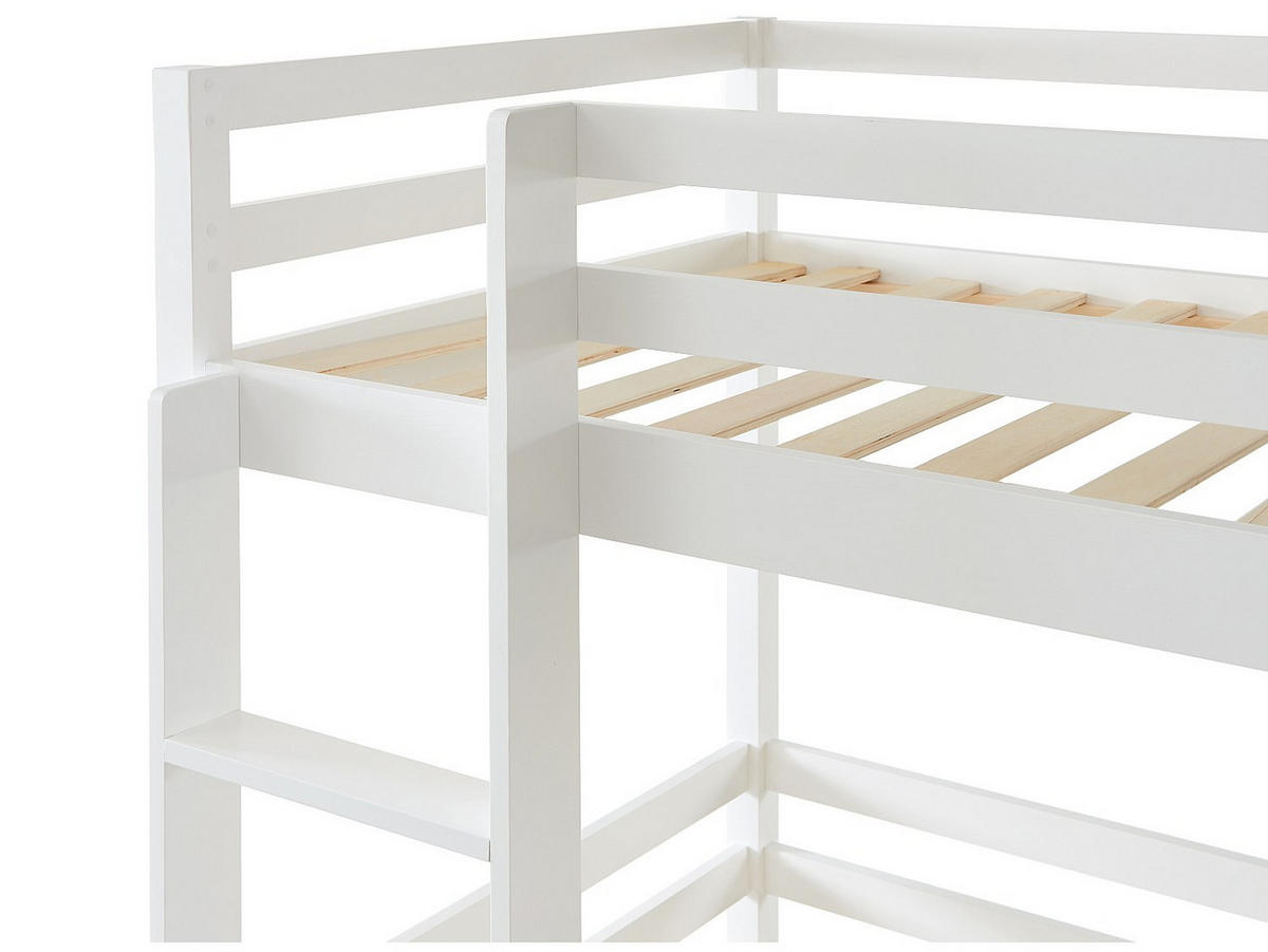 ETAGENBETT 3 Personen + Matratzen - Kiefernholz - 3 x 90 x 200 cm - Weiß - VAGAR - Weiß, Holz (101/208cm) - Vente-Unique