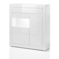 VITRINE Hochglanz weiß, mit weiß oder grau 100 cm, Kommode mit Soft-Close - Weiß Hochglanz/Weiß, Glas/Holzwerkstoff (100/112/35cm) - Furn.Design