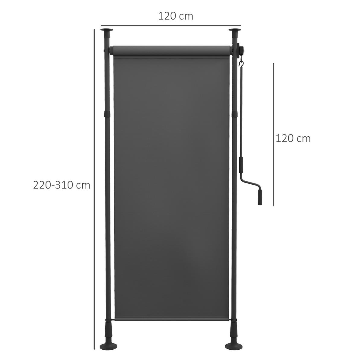 SENKRECHTMARKISE, Polyester, Dunkelgrau - Dunkelgrau, Kunststoff/Metall (2.8/310/120cm) - Outsunny