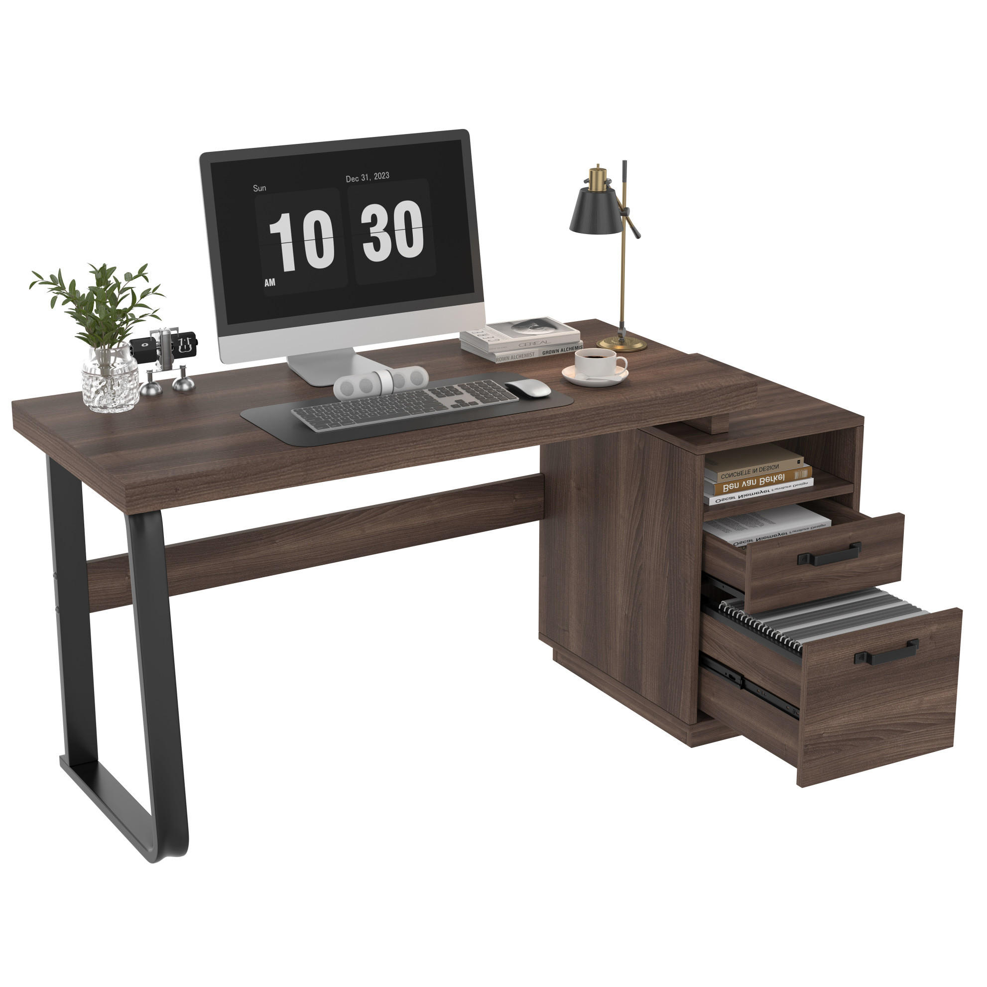 SCHREIBTISCH 135/54 cm mit Schublade und Ablage in Braun - Dunkelbraun, Holzwerkstoff (161/54/76.4cm) - BEAOK