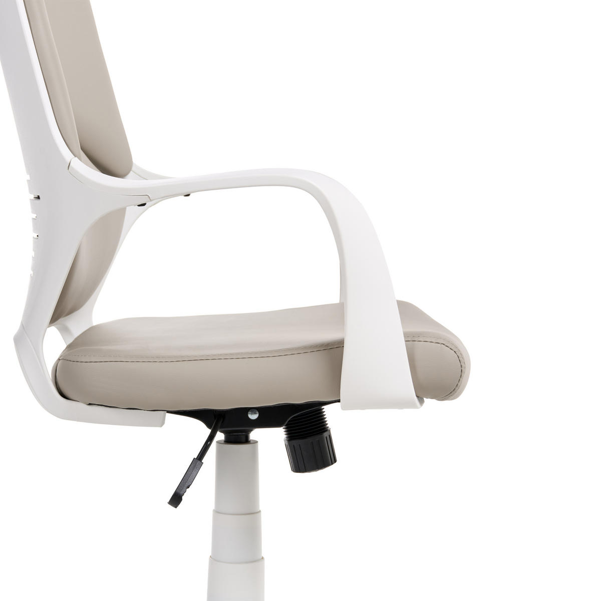 BÜROSTUHL Taupe Delight - Taupe/Weiß, Kunststoff (64/116/64cm) - Beliani