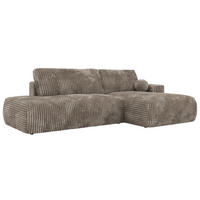 ROHOVÁ SEDAČKA TAREN L Světle hnědá Manšestr - pravá strana - svetlohnedá/čierna, textil/plast (292/170cm) - MKS