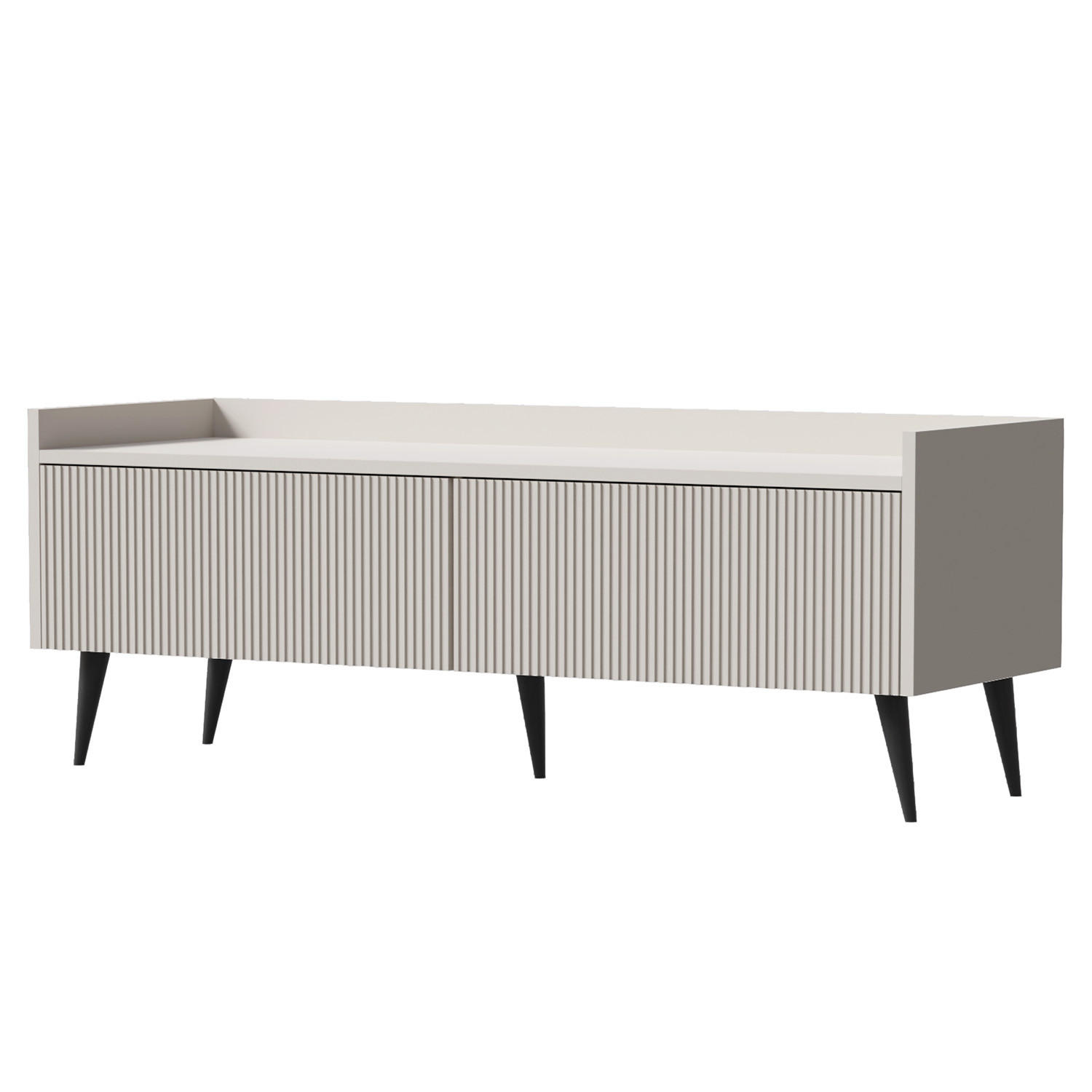Beautysofa NÍZKÁ KOMODA Amfali se 2 výklopnými dvířky, drážkovaná čela, systém Push-to-open, kovové nohy, 120 cm, kašmír