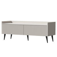 NÍZKÁ KOMODA Amfali se 2 výklopnými dvířky, drážkovaná čela, systém Push-to-open, kovové nohy, 120 cm, kašmír - černá/kašmírová, kov/kompozitní dřevo (121/45/41cm) - Beautysofa