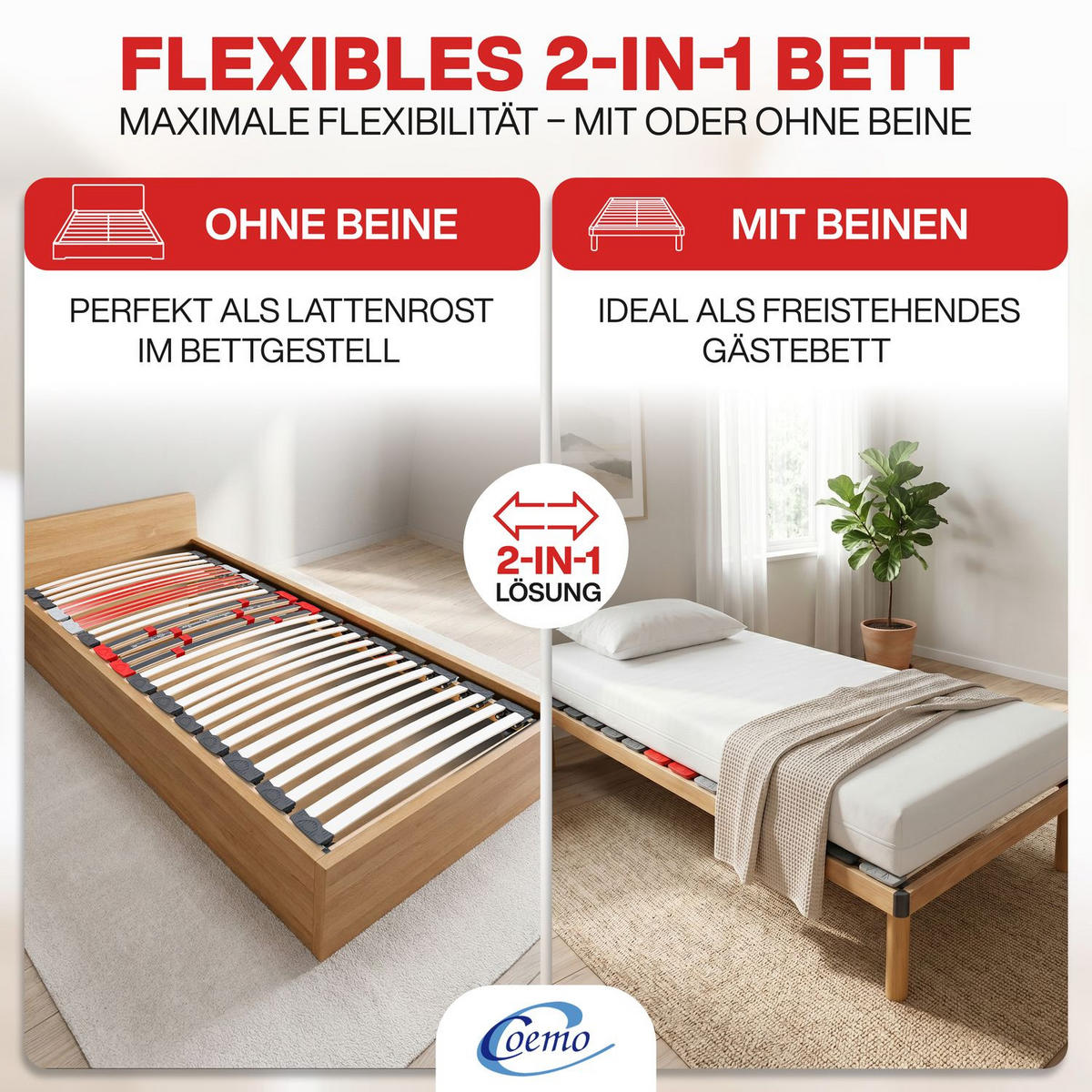 BETTGESTELL DORADO Massivholz Buche 100x200 cm - Naturfarben, Holz (100/200cm) - Coemo