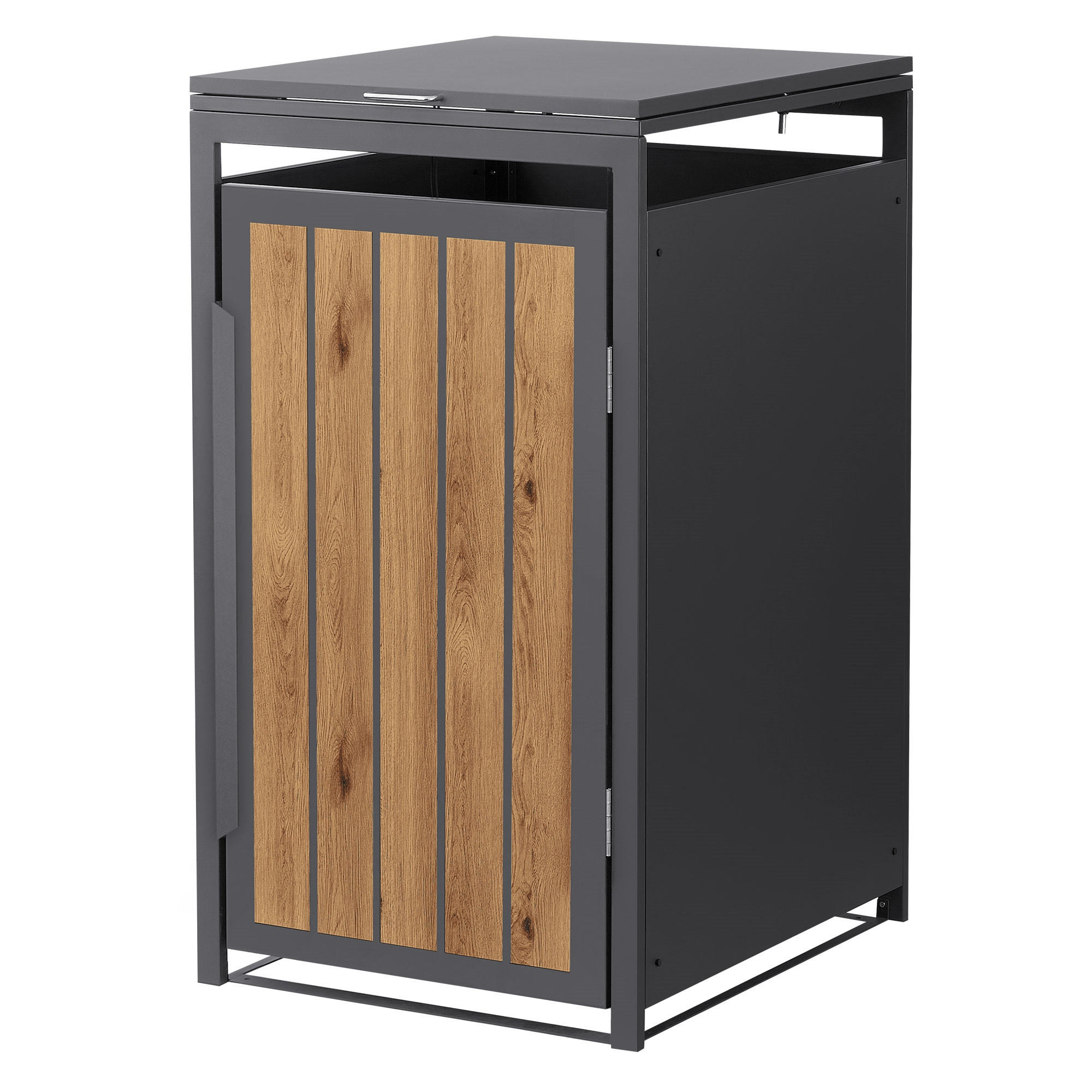 MÜLLTONNENBOX 1er 240L 68x80x120 cm Anthrazit-Eiche hell aus Stahl - Hellbraun, Metall (80/120/68cm) - ML-DESIGN
